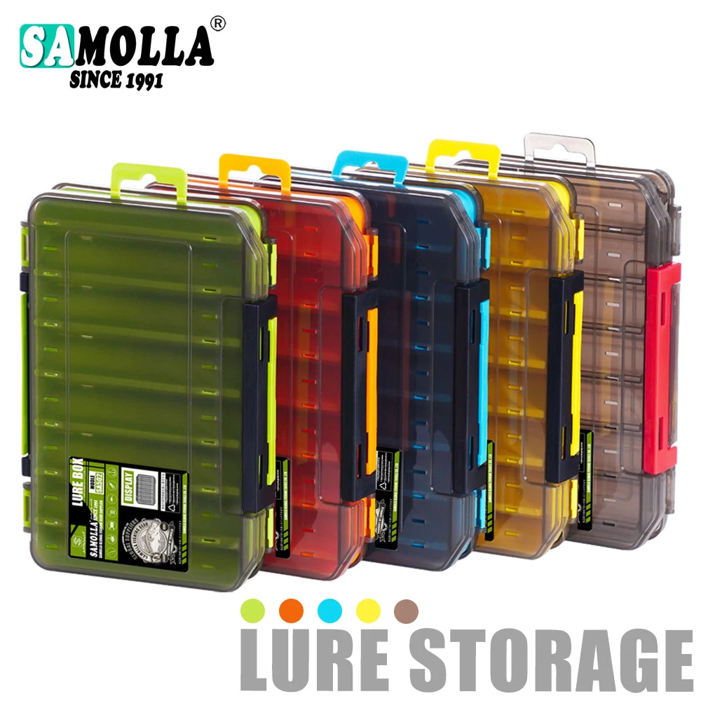 Double-sided compact tackle box organizer for lures, hooks and baits
