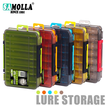 Double-sided compact tackle box organizer for lures, hooks and baits