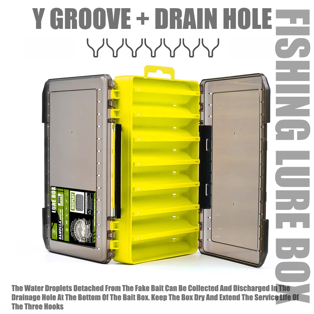 Double-sided compact tackle box organizer for lures, hooks and baits