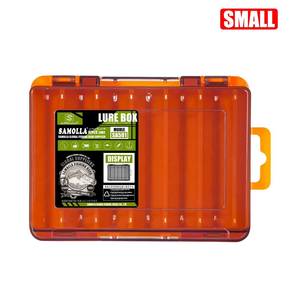 Double-sided compact tackle box organizer for lures, hooks and baits