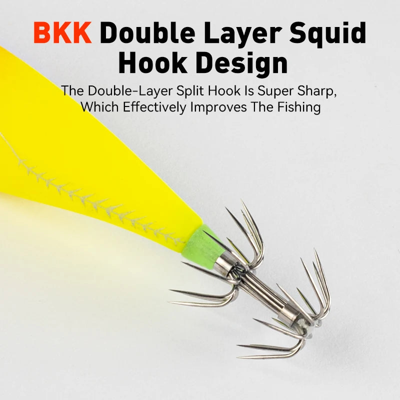 Luminous Horizontal Squid Jig Wood Shrimp Squid Hook 5Pcs Fishing Lures  Octopus Cuttlefish Shrimp Saltwater Baits