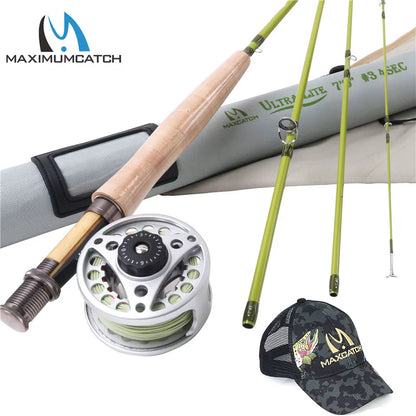 Fly rod and reel combo with fly line, complete fly fishing outfit for trout