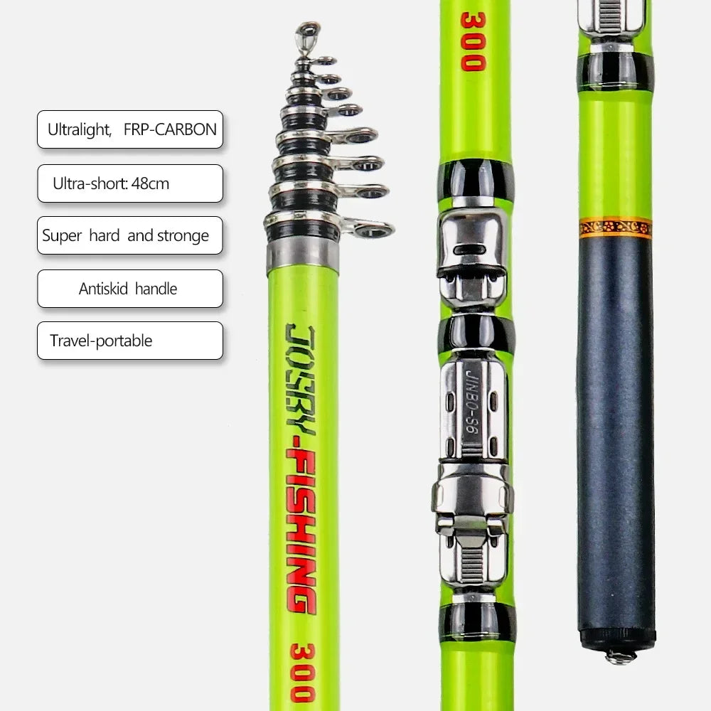 Carbon Fiber Spinning Fishing Rod Telescopic Mini Pole 3M 2.7M 2.4M 2.1M 1.8M 1.5M Fish Gear Tackle High Quality