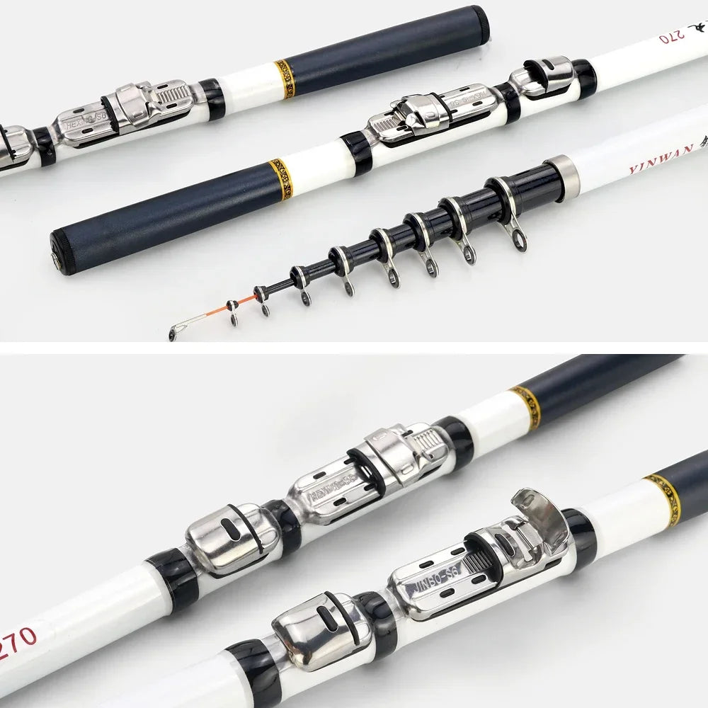 Carbon Fiber Spinning Fishing Rod Telescopic Mini Pole 3M 2.7M 2.4M 2.1M 1.8M 1.5M Fish Gear Tackle High Quality