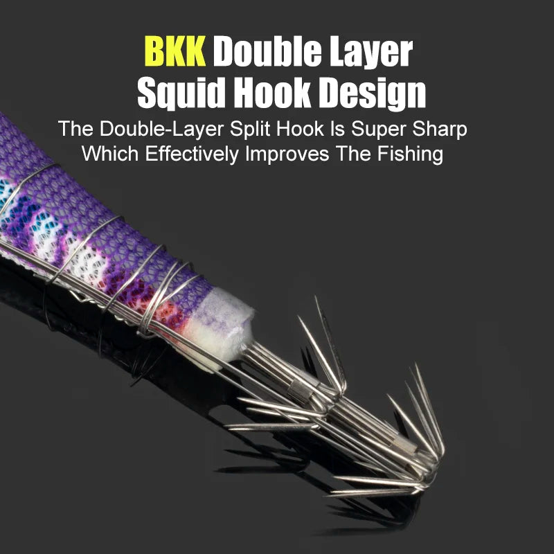 Luminous Squid Jig Wood Shrimp Egi Purple Deep Sea Cuttlefish Hanchi Egi 5Pcs/Set Fishing Lures Saltwater Baits