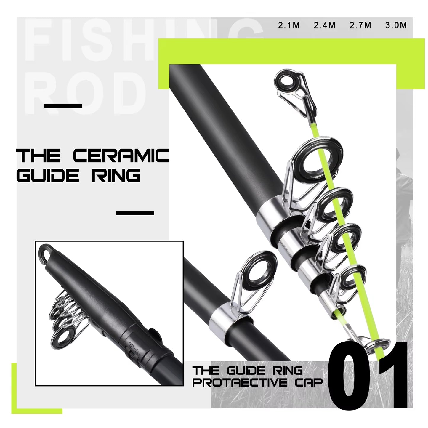 Carbon Fishing Rod 2.1-3.0M Telescopic Fishing Rod Baitcasting Rod Portable Leisure Fishing Rod Saltwater Fishing