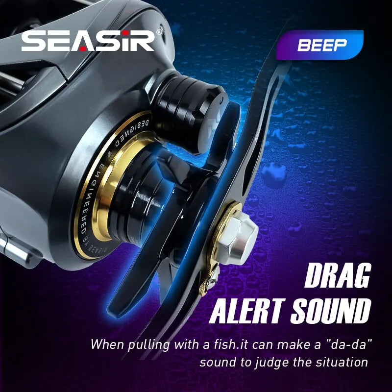 Cast-X baitcasting reel with dual aluminum spools and carbon fiber grip