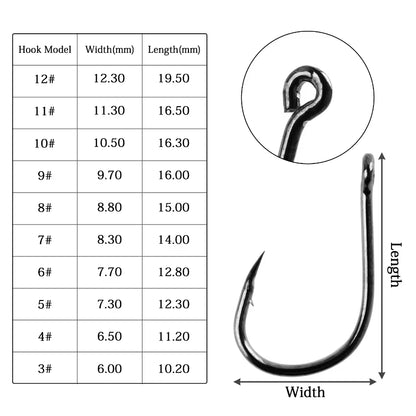 100Pcs Fishing Hooks Set Carbon Steel Single Circle Fishing Hook Fly Fishing Jip Barbed Carp Hooks Sea Tackle Accessories
